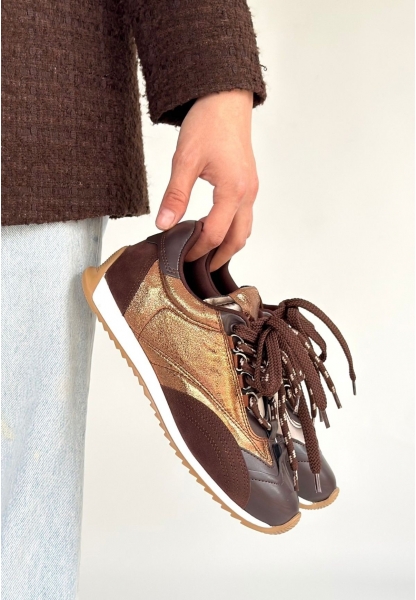 Ranu Kahverengi Cilt Paraşüt Detaylı Bağcıklı Spor Ayakkabı