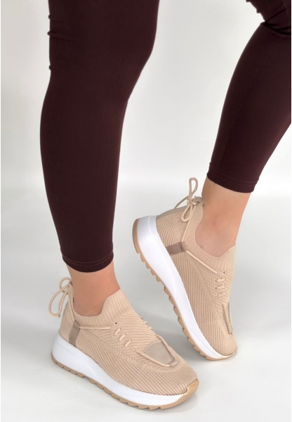 Renji Bej Triko Bağcıklı Spor Ayakkabı