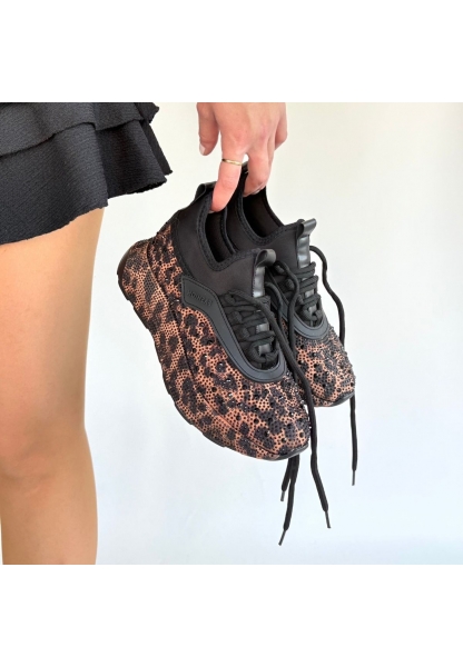 Rimay Kahverengi Cilt Boncuk İşlemeli Spor Ayakkabı