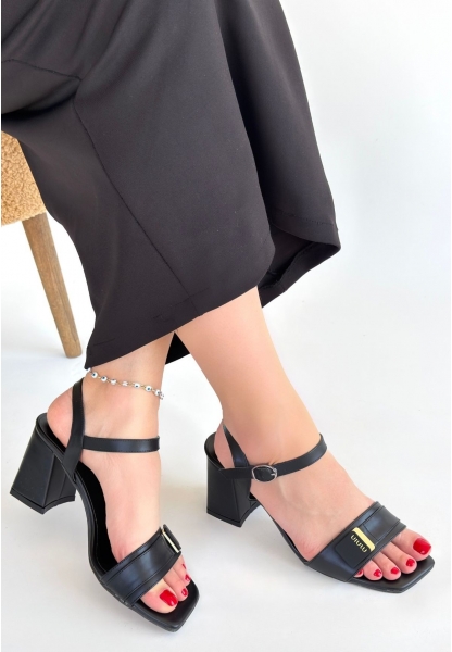 Ruty Siyah Cilt Topuklu Ayakkabı