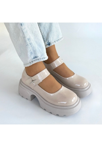 Siyat Bej Rugan Dolgu Topuk Oxford Ayakkabı