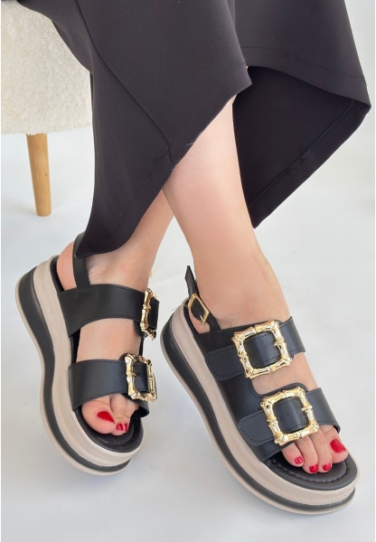 Stan Siyah Cilt Sandalet