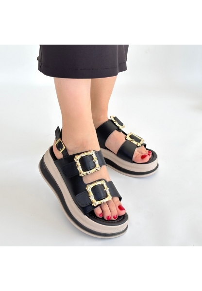 Stan Siyah Cilt Sandalet