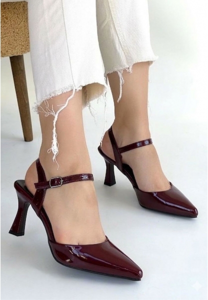 Suden Bordo Rugan Topuklu Ayakkabı
