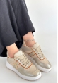 Tanwe Bej Cilt Bağcıklı Spor Ayakkabı