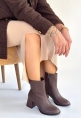 Tendy Kahverengi Cilt Topuklu Bot