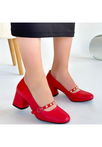 Tino Kırmızı Cilt Topuklu Ayakkabı