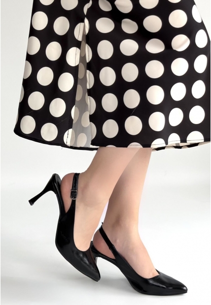 Uster Siyah Rugan Topuklu Ayakkabı