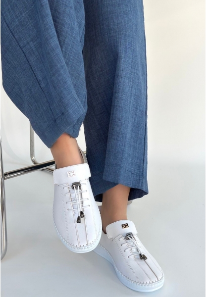 Warte Beyaz Cilt Bağcıklı Spor Ayakkabı