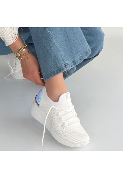 Weor Beyaz Triko Bağcıklı Spor Ayakkabı