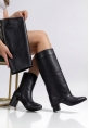 Wila Siyah Cilt Topuklu Tak Çıkar Çizme