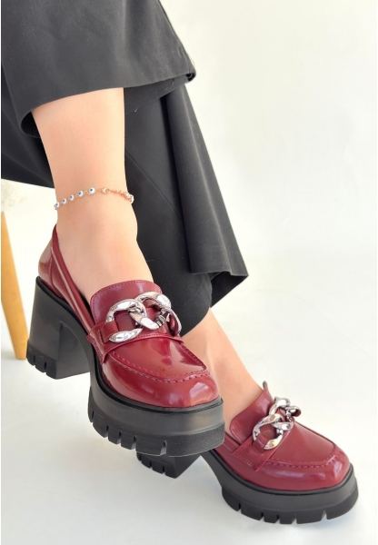 Winar Bordo Rugan Doldu Topuk Ayakkabı