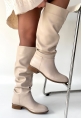 Winda Bej Cilt Körüklü Çizme
