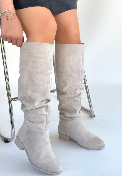 Winda Bej Süet Körüklü Çizme