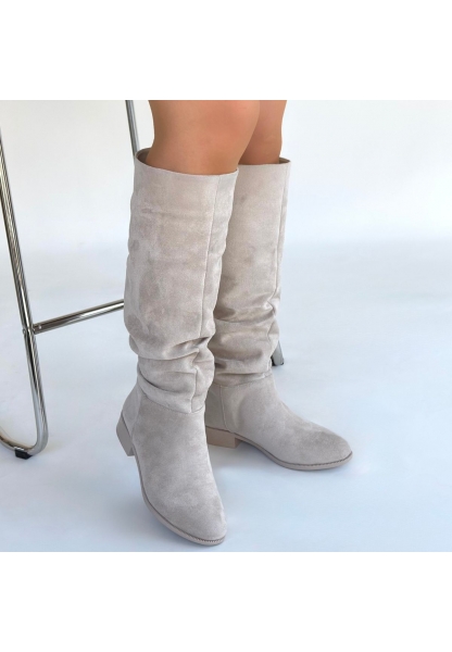 Winda Bej Süet Körüklü Çizme