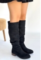 Winda Siyah Süet Körüklü Çizme