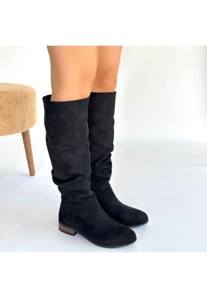Winda Siyah Süet Körüklü Çizme