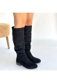 Winda Siyah Süet Körüklü Çizme