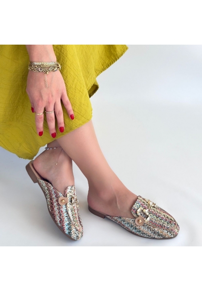 Yenda Renkli Dokumalı Terlik