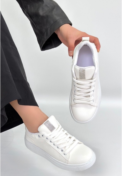 Yier Beyaz Cilt Bağcıklı Spor Ayakkabı