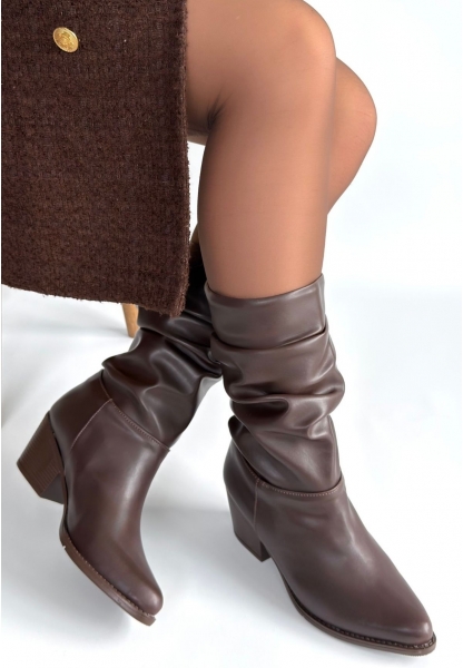 Yior Acı Kahve Cilt Topuklu Bot