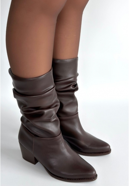 Yior Acı Kahve Cilt Topuklu Bot