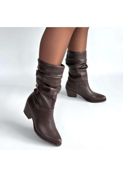 Yior Acı Kahve Cilt Topuklu Bot