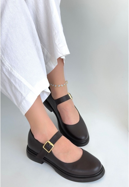 Yokox Kahverengi Cilt Oxford Ayakkabı