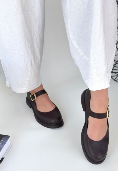 Yokox Kahverengi Cilt Oxford Ayakkabı