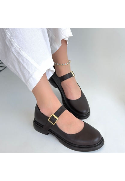 Yokox Kahverengi Cilt Oxford Ayakkabı