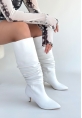 Zelya Beyaz Cilt Topuklu Çizme