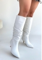 Zelya Beyaz Cilt Topuklu Çizme