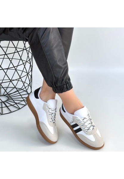 Zerti Beyaz Cilt Bağcıklı Spor Ayakkabı