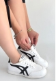 Zlay Beyaz Cilt Siyah Detaylı Bağcıklı Spor Ayakkabı