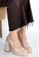 Zuda Bej Rugan Platform Topuk Ayakkabı